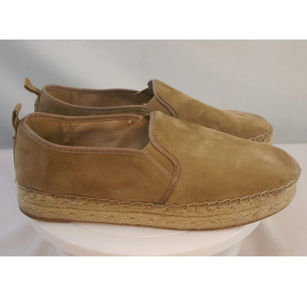 Sam‎ Edelman Suede Espadrille Slip On Flats Tan Camel Jute Platform Womens 11
